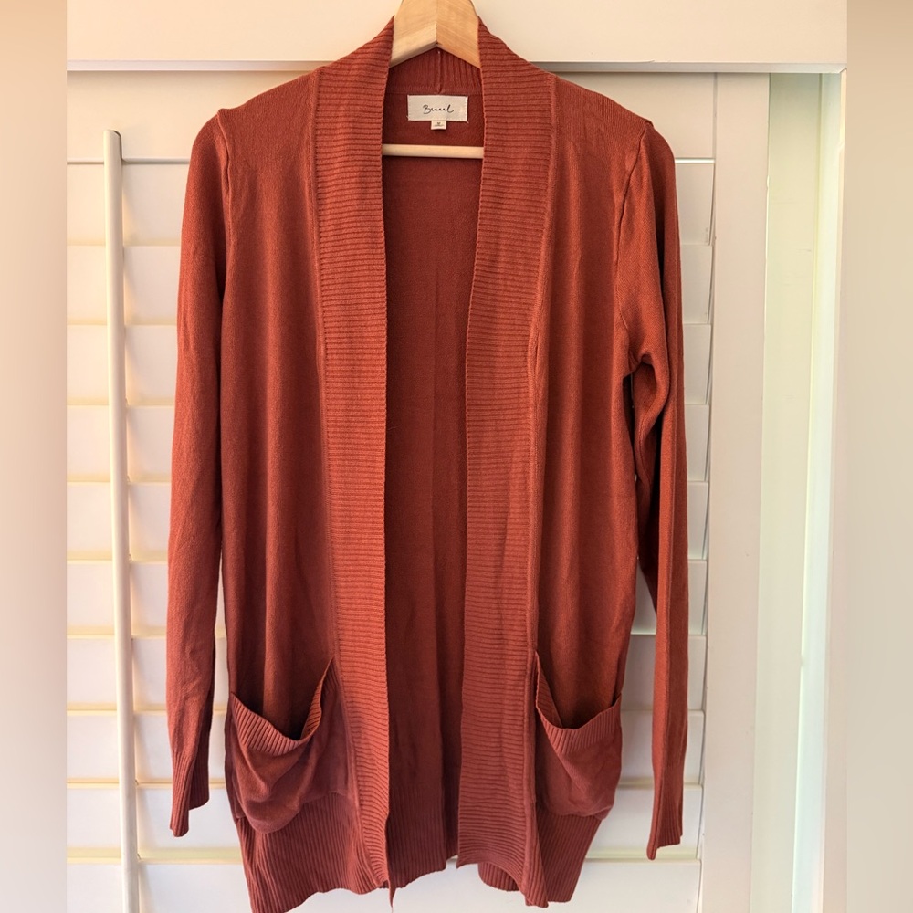 Beceel Terracotta Open Front Cardigan